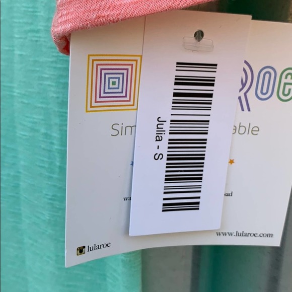 NWT Lularoe Mint and Peach Julia Dress Small - Picture 7 of 8